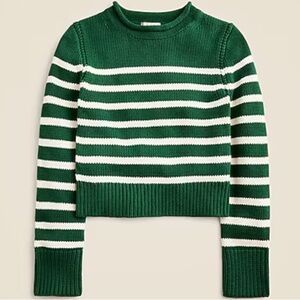 Heritage Cotton Rollneck J. Crew Green and Cream Striped Sweater